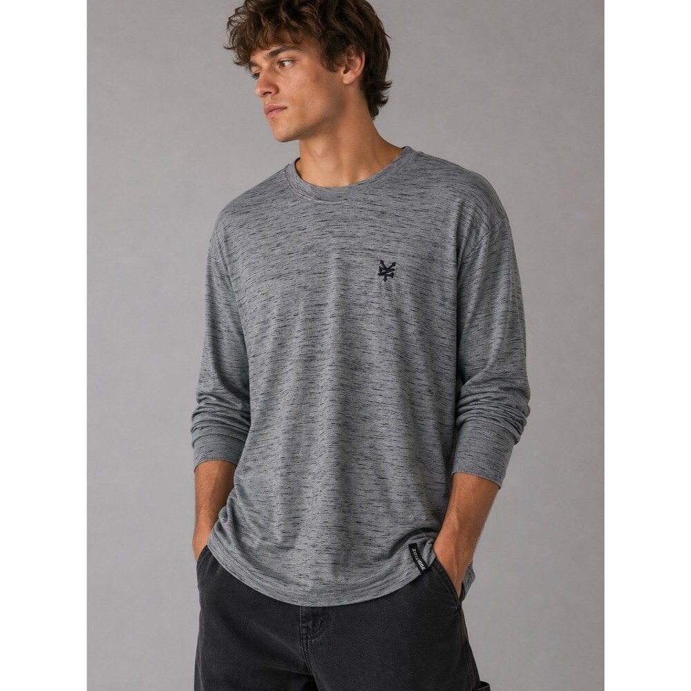 NWT Zoo York Long Sleeve T Shirt Mens Medium Gray Space Dye Crew Neck Casual